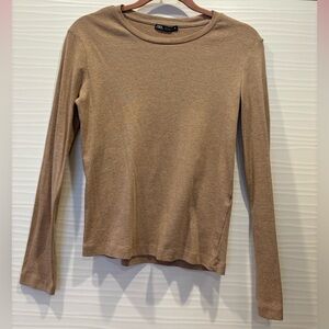 Zara Camel/Tan Long Sleeve Top